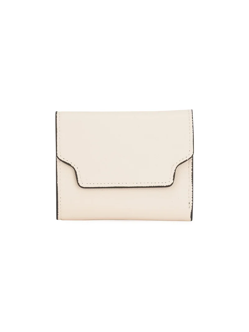 جلو باص Globus Women Off-White Vegan Leather Textured Button Closure Bi-Fold Wallet